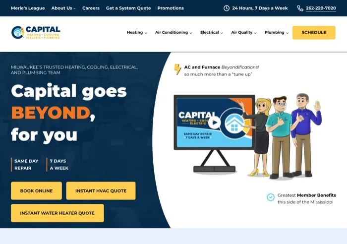 Capital HVAC website homepage