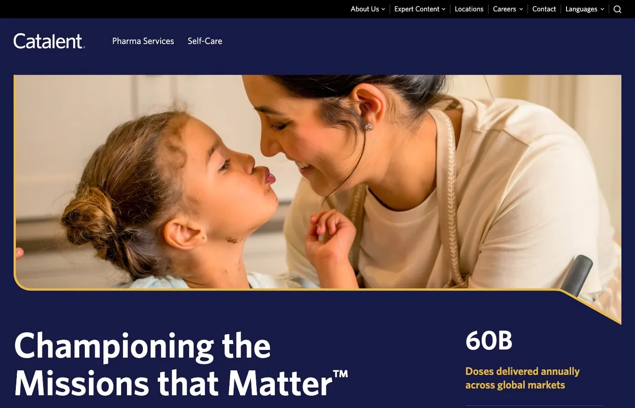 Catalent Pharma Solutions website homepage